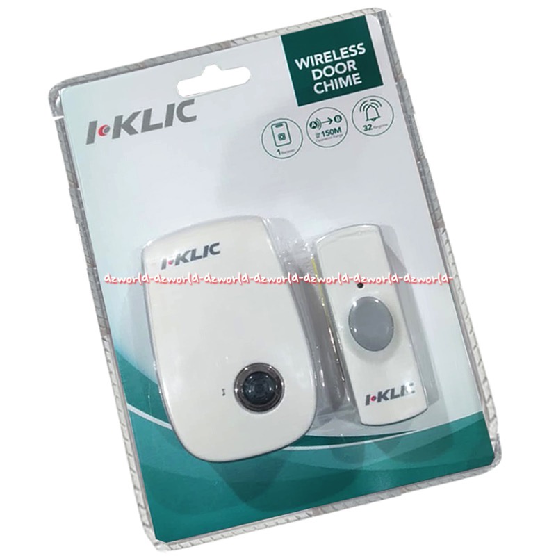 i-Klic Moztec Wireless Door Chime Bell Bel Tanpa Kabel Kotak Kecil Bel Pintu Wire Less Wairles Non Cable iklik iclick Jangkauan 150m 32ringtones Bel Pintu Wireles