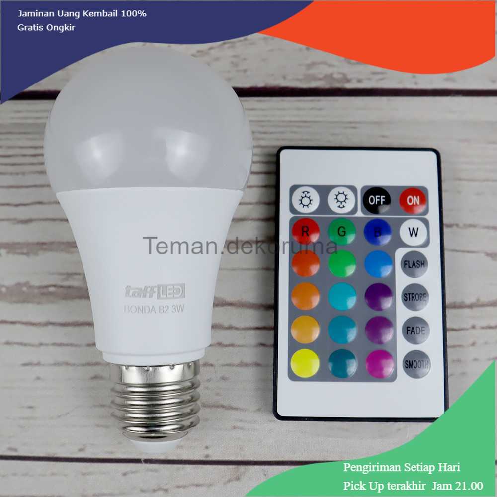 TD-DHA TaffLED Lampu Bohlam RGB dengan Remote Control E27 3W - B2