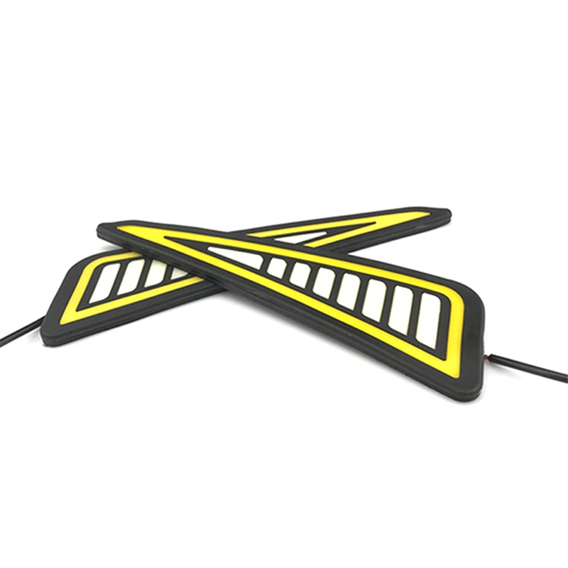 {LUCKID}Car LED Bumper Strip COB Daytime Running Light Yellow Turn Signal DayLight DRL