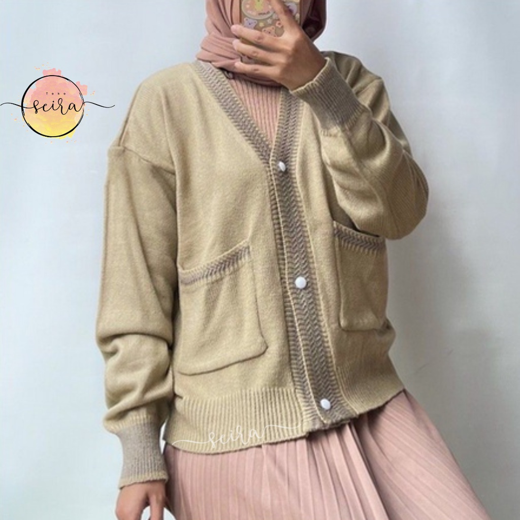 [BISA COD] Cardigan Rajut Kancing Pocket Kyla / Outer Outwear Kiyowo Cardy / Cardi Terbaru Kancing Hidip Saku