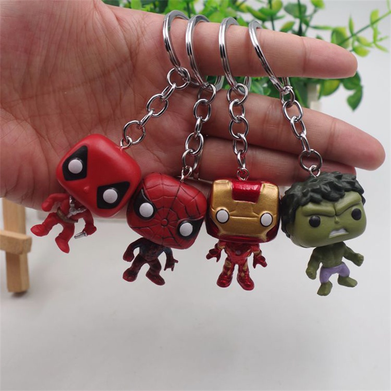 4pcs / Lot Gantungan Kunci Desain Hulk Thor Marvel Avengers Captain Deadpool Bahan PVC