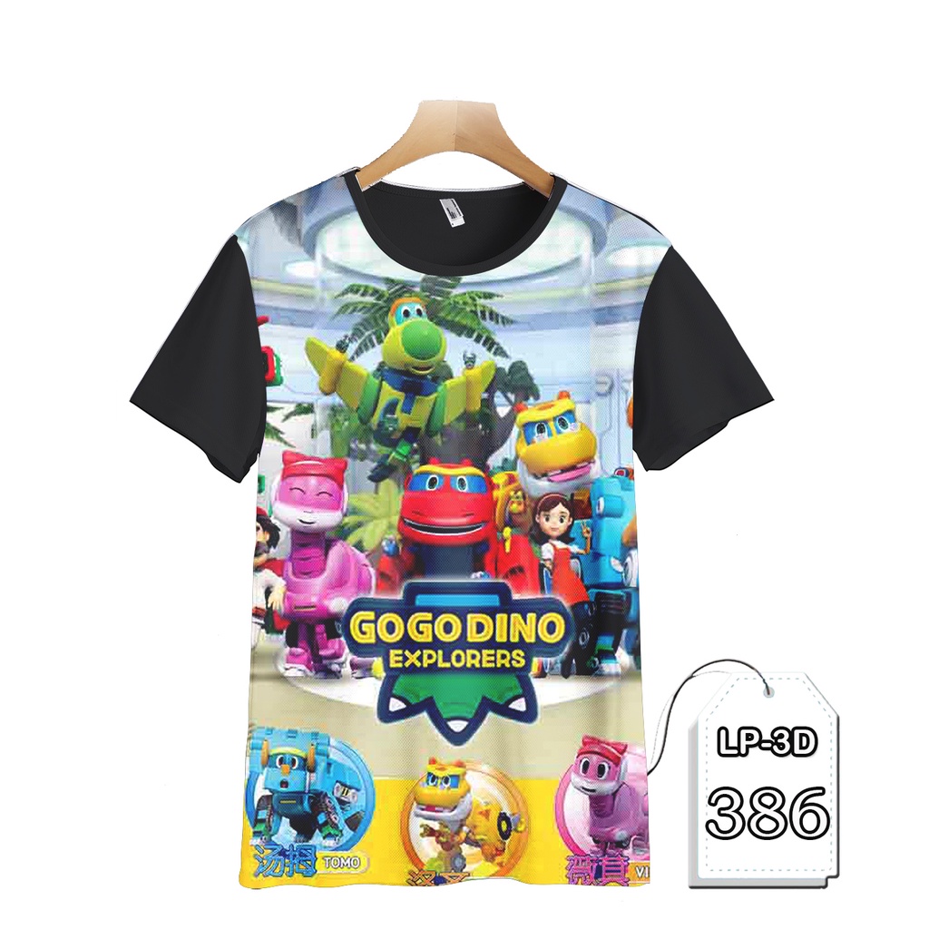 Baju Anak GOGODINO Baju GOGO DINO Kartun TV Anak Kaos Go Go Dino Robot Dinosaurus #LP3D-386
