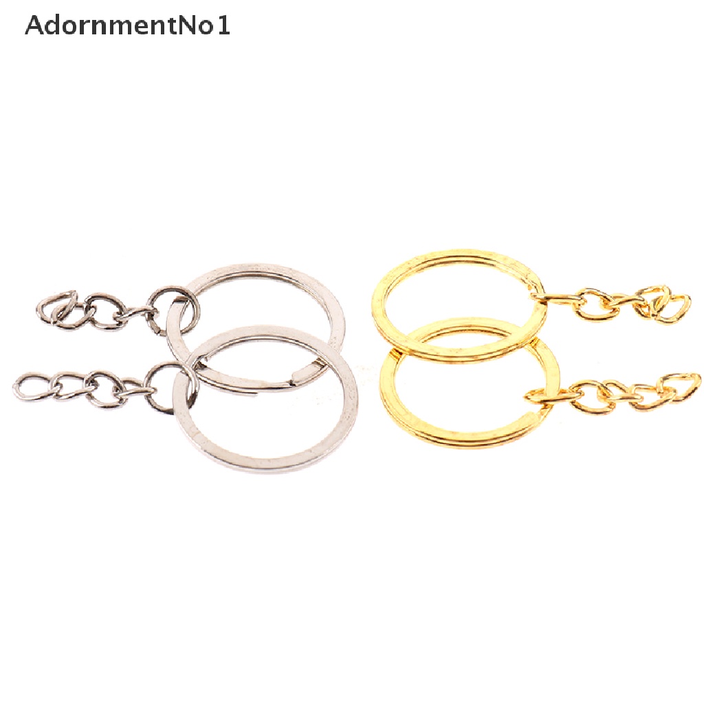 (AdornmentNo1) 20pcs / lot Gantungan Kunci Bulat Panjang 28mm Warna Gold / Silver