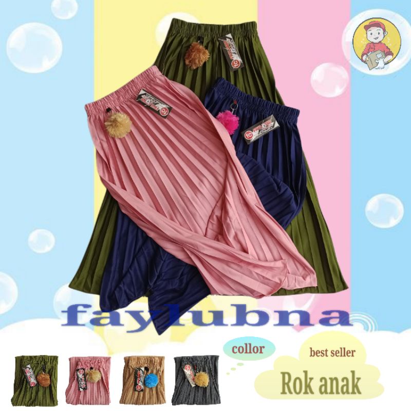 ROK PLISKET POMPOM ANAK USIA 4-10 TAHUN / ROK PLISKET ANAK / ROK POMPOM / ROK ANAK PEREMPUAN