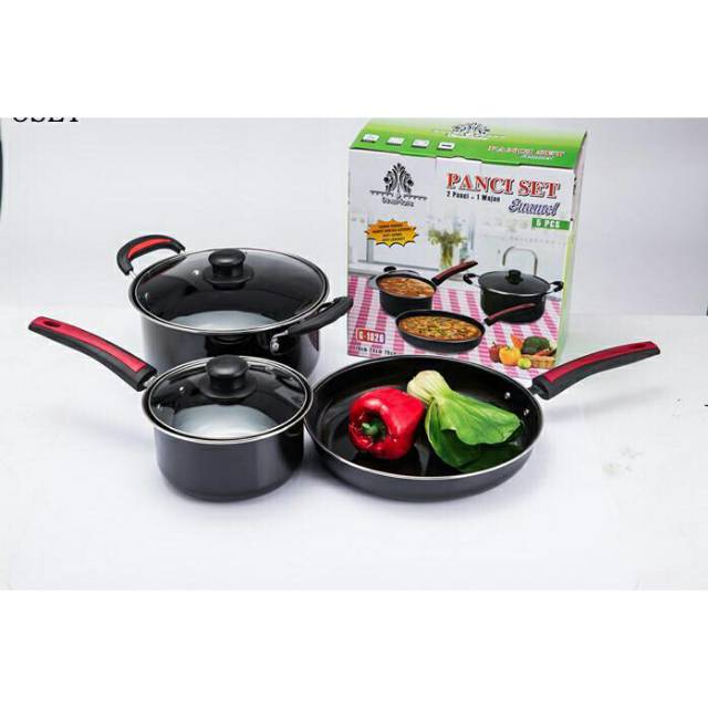 Wajan / panci set anti lengket ( dinemate ) enamel