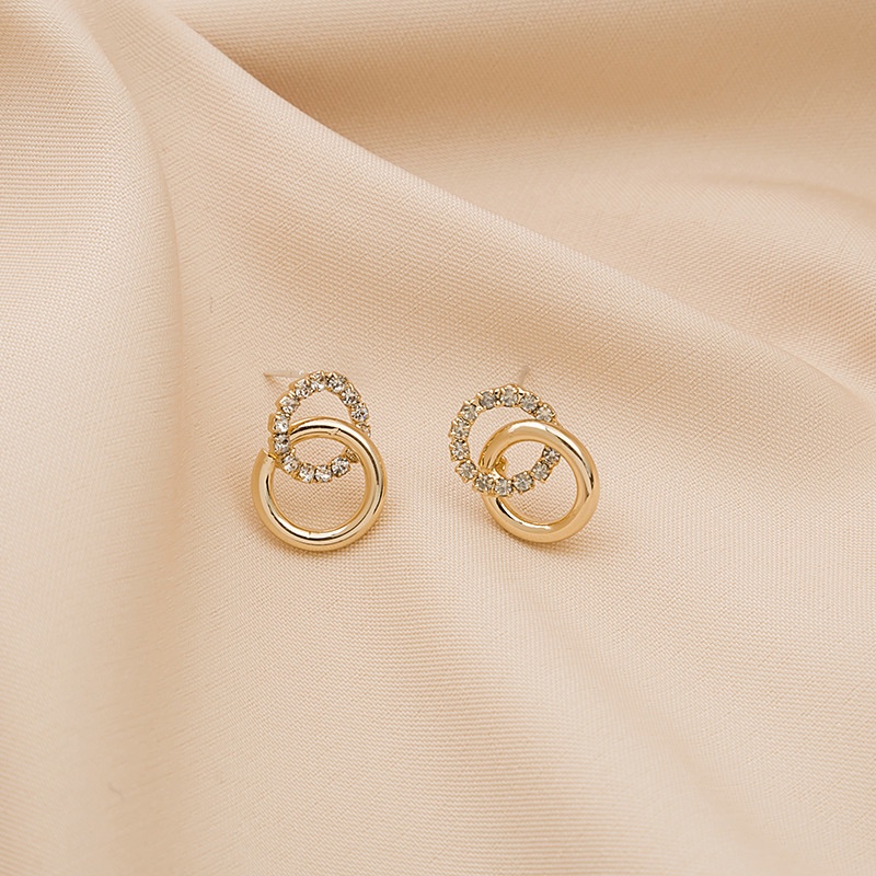 Anting Tusuk Gantung temperament Bahan Sterling silver 925 Desain Cincin Ganda Hias Berlian Gaya Trendysimple Untuk Wanita