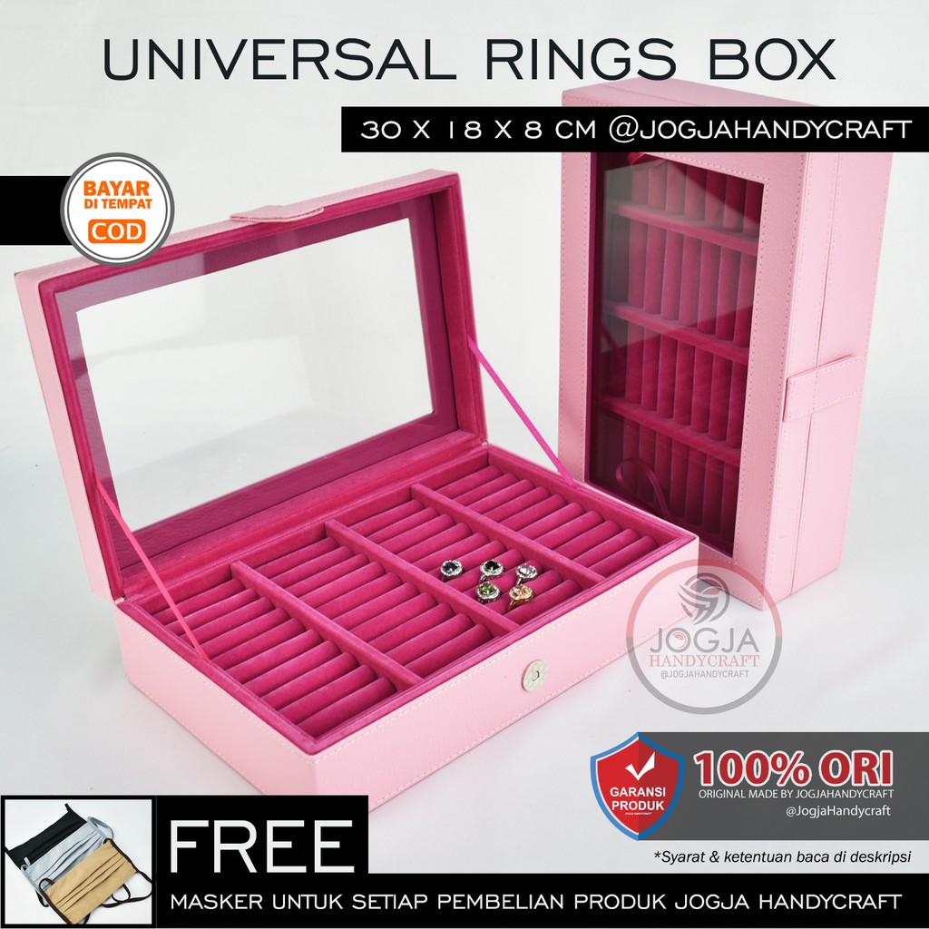 Exclusive Baby Pink Universal Ring Box Organizer - Kotak Tempat Cincin / Display cincin