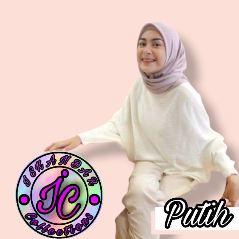 BATWING LASPERAL KNIT BLOUSE RAJUT POLOS OVERSIZE WANITA BAJU KALONG RAJUT WANITA BAJU RAJUT WANITA OUTER RAJUT WANITA ATASAN RAJUT WANITA TERLARIS TERLAKU TERMURAH TERBAIK COD KEKINIAN TRENDING VIRAL ISCO PUSAT GROSIR PRODUK RAJUT KNIT ONLINE TERBESAR-Putih