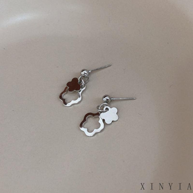 【COD】Anting Klip On Tanpa Tindik Desain Bunga Bahan Metal Warna Emas