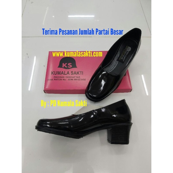 Sepatu Polwan PDH Kulit Asli Kilap Hak 5 cm | Sepatu Dinas Wanita-Sepatu Angkel Boot-Sepatu Pantopel-Kaos Security