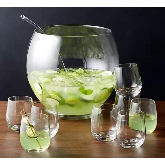 Set mangkuk saji dengan gelas punch bowl mangkok es cocktail sop buah