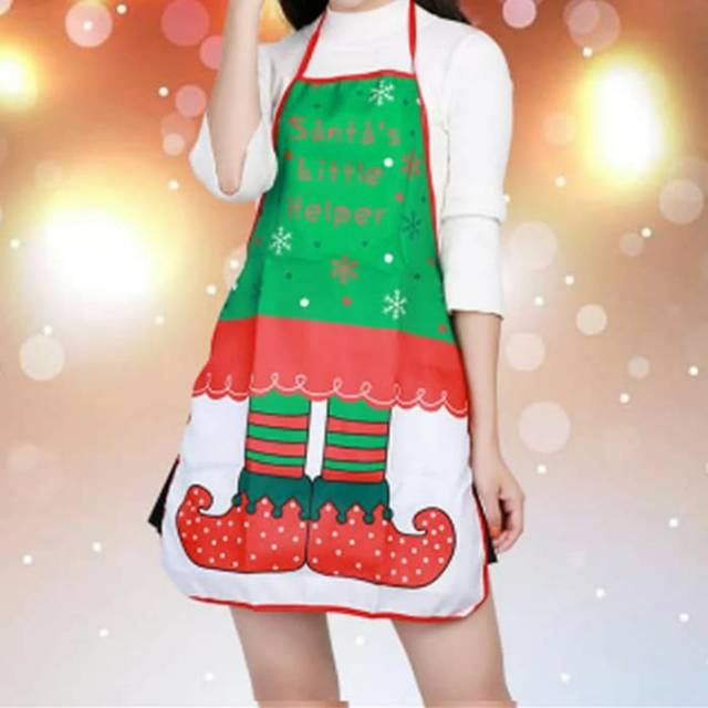 Kostum Apron Natal Murah Hadiah Celemek Santa Rusa Snowman Hadiah Gift