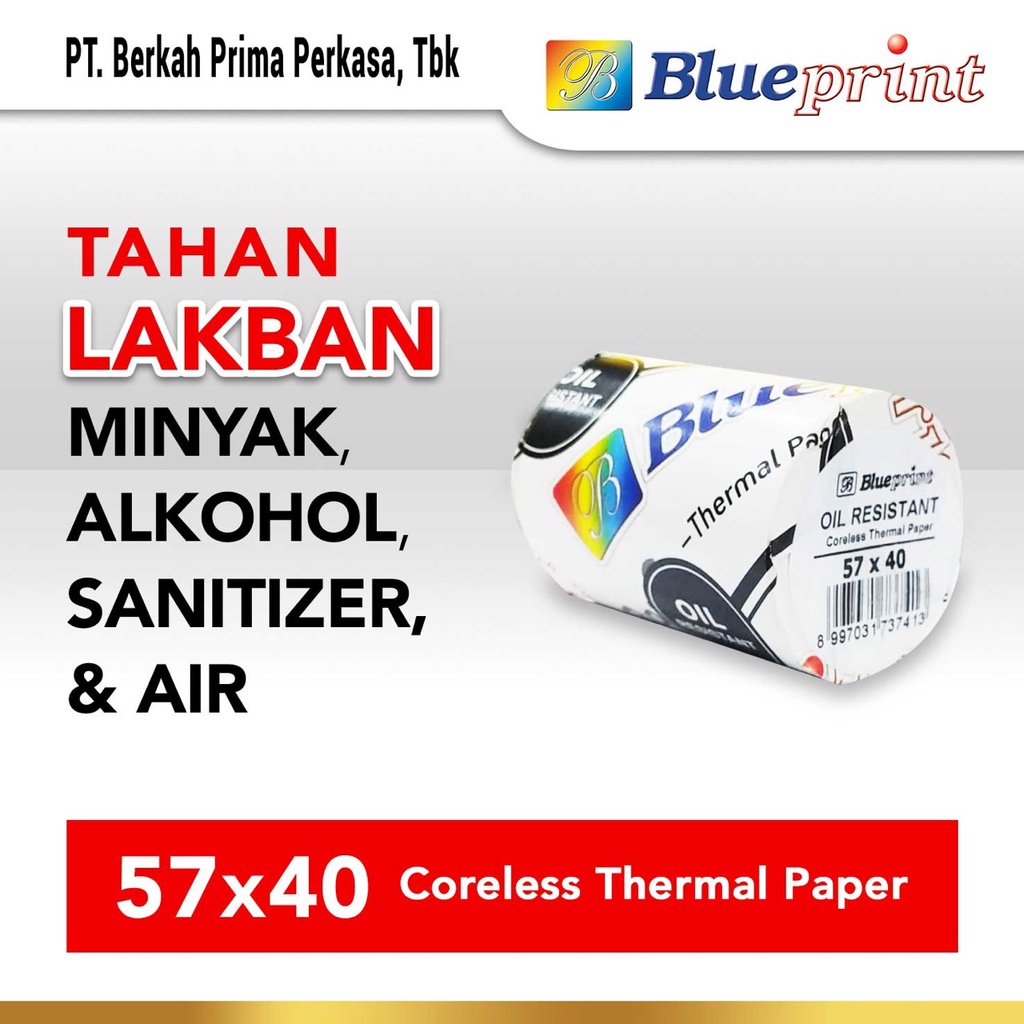 

Kertas Struk TAHAN LAKBAN 57 x 40 BLUEPRINT Thermal Oil 57x40 mm 1 Roll