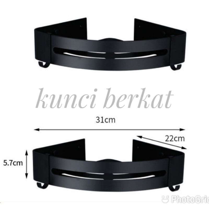 Rak sudut hitam 2 susun/Rak double black/Accesories bath room/Rak sabun shampo