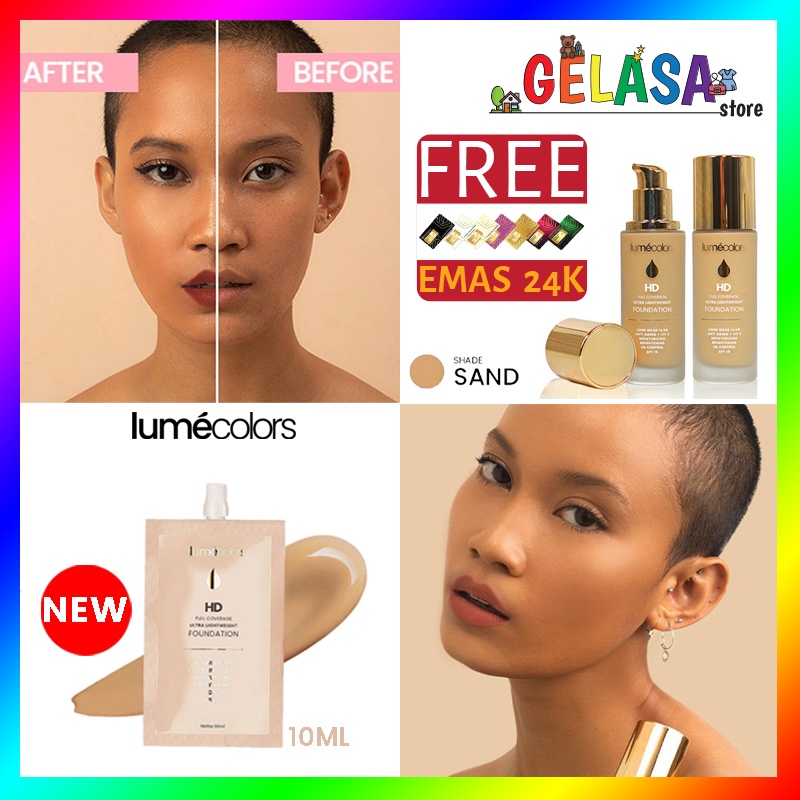 (Free Emas) Lumecolors HD Full Coverage Ultra Lightweight Foundation - SAND