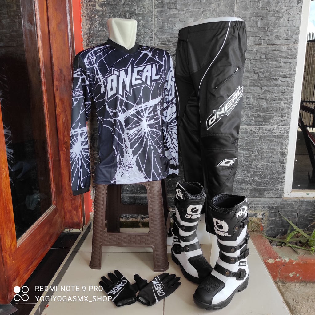 promo satu set sepatu cross trail jersey sett dan glove print terlaris setelan offroad motor cross t