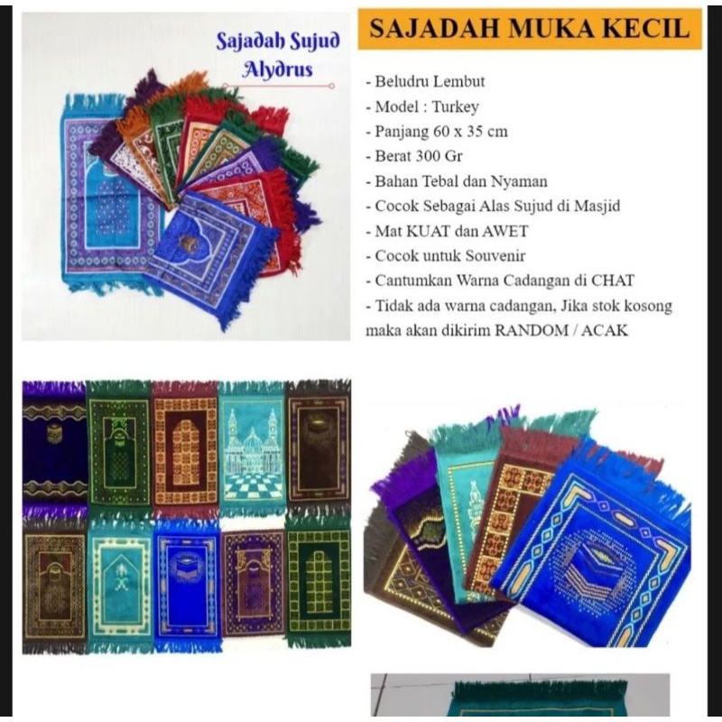 Sajadah Turki Kepala |ALAYDRUS MUKA| Sajadah Anak Tebal | Souvenir Umroh Haji | Souvenir Hajatan