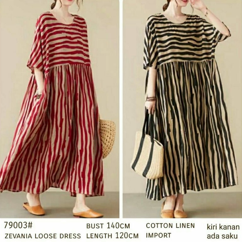 79003 Baju Loose dress oversize ukuran besar terusan wanita import baju maxi dress gaun pesta kondan
