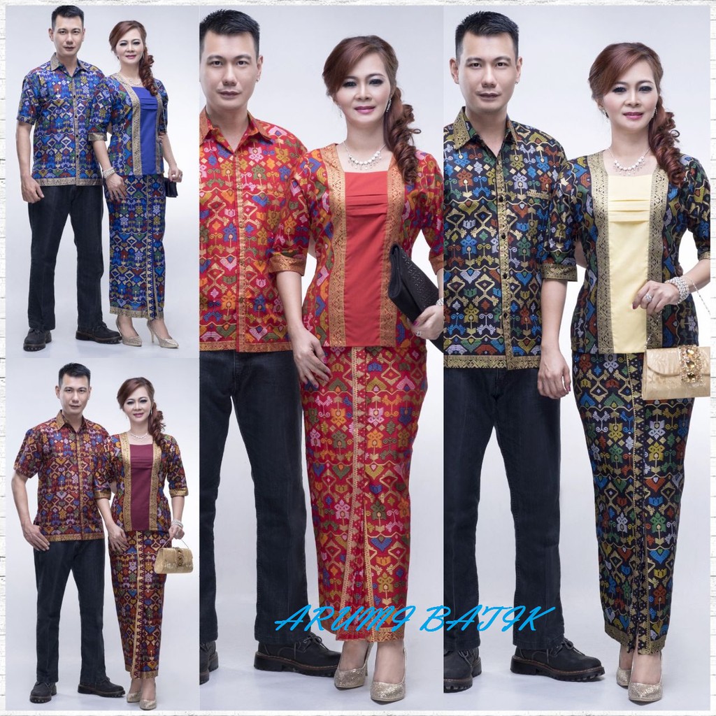 Sarimbit Pasangan Couple Seragam Pria Wanita Setelan Batik 1872 Biru XL XXL