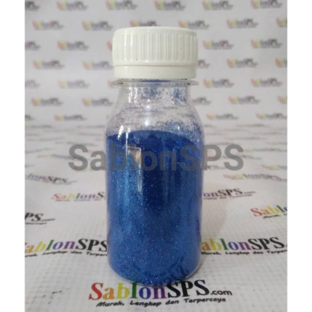 BUBUK GLITER BIRU / BLUE GLITTER POWDER 50gr BOTOL