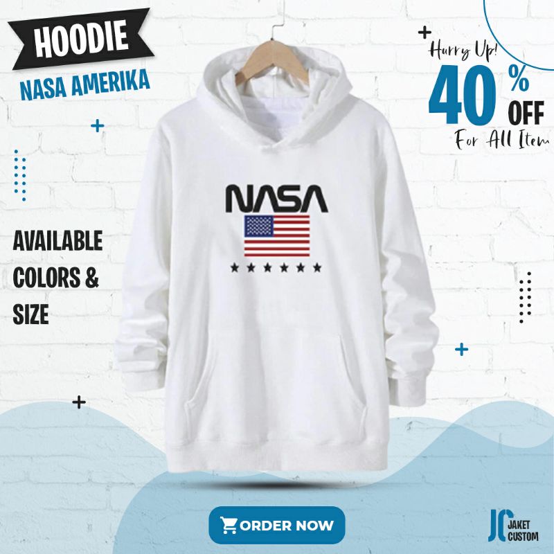 Jaket Hoodie Pria Wanita Sweater Baju Hangat Cewek Cowok Jaket Jumper Premium Hoodie Nasa Amerika