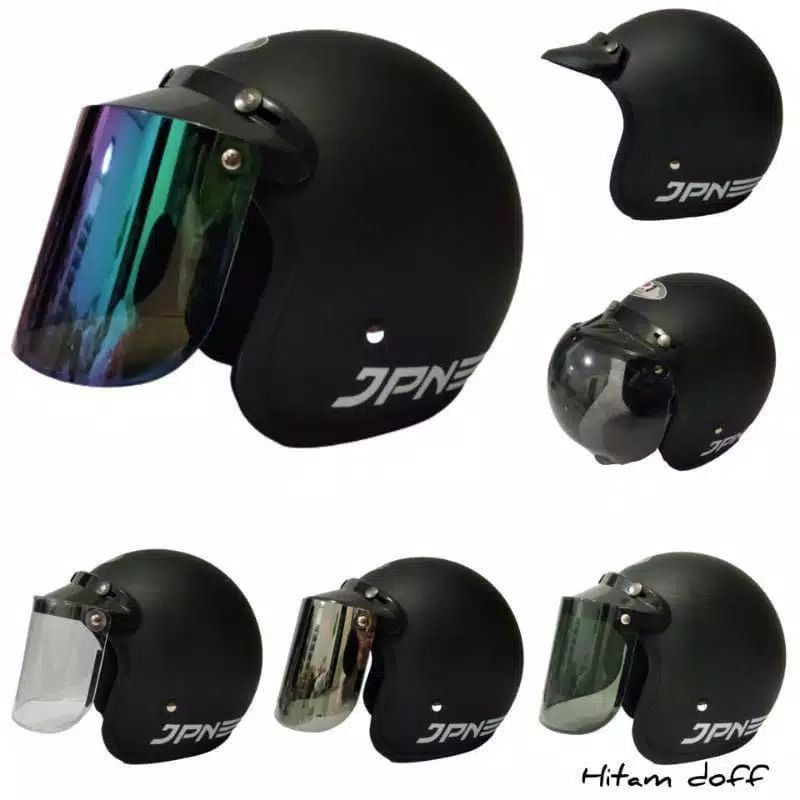 Helm Bogo Jpn Original Retro Classic Warna Hitam Doff