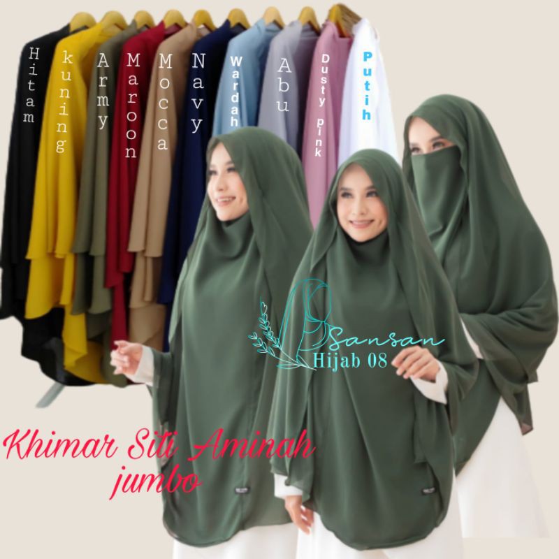 Khimar Ceruty Niqob 2 Layer JUMBO Siti Aminah/Aisyah Size XL