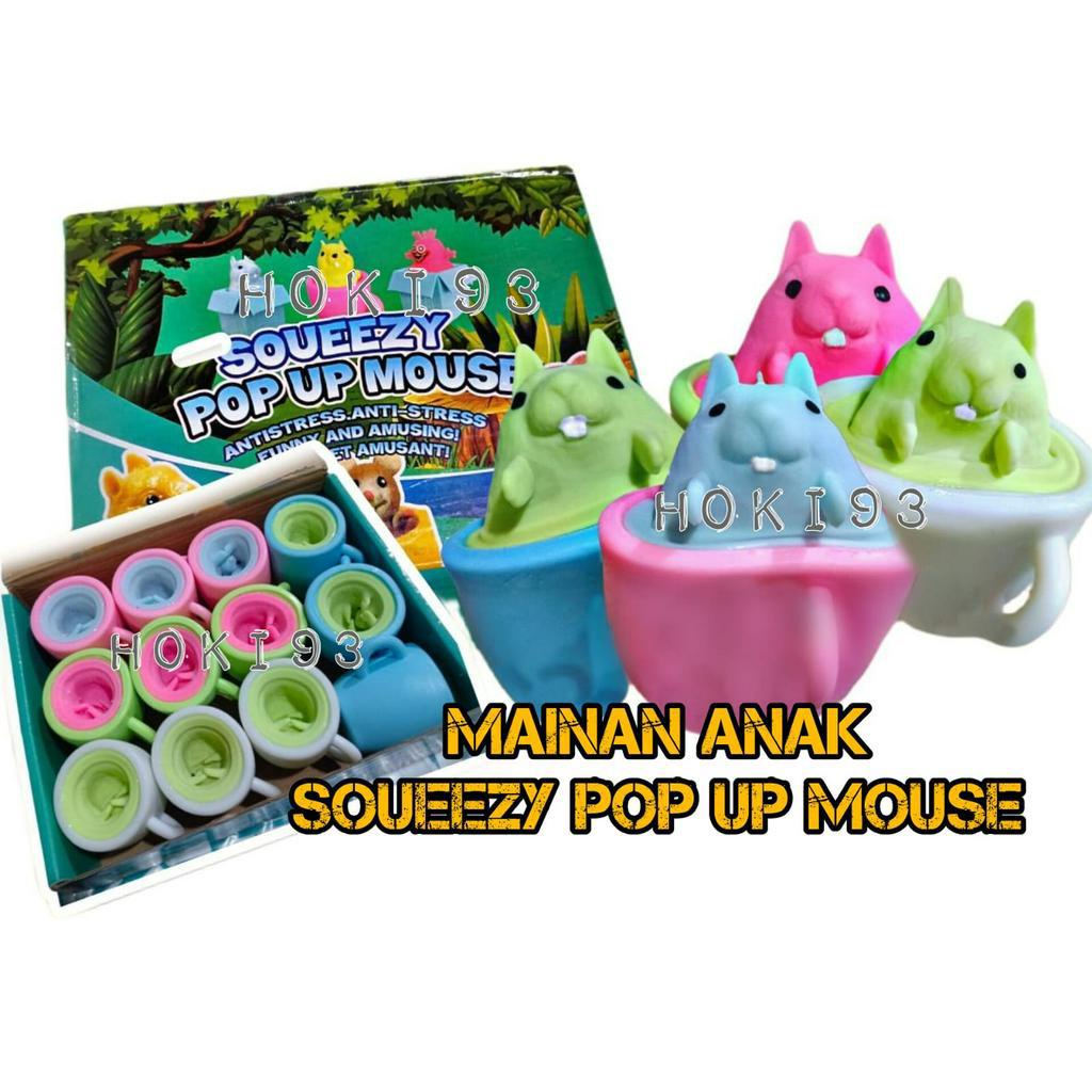 MAINAN anak SOUEEZY POP UP MOUSE mainan tikus karet