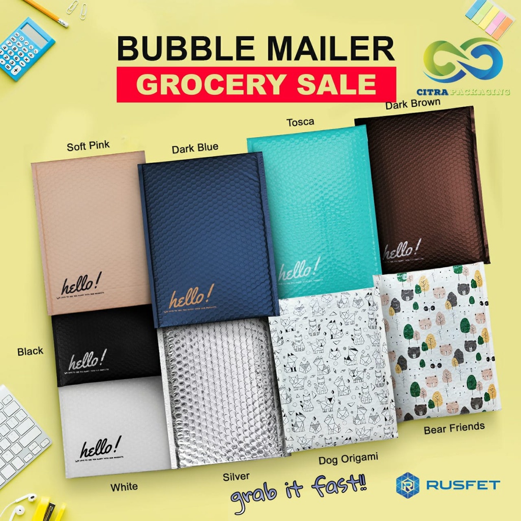 

18CM X 23CM - AMPLOP BUBBLE - BUBBLE MAILER - BUBBLE PACKING HELLO