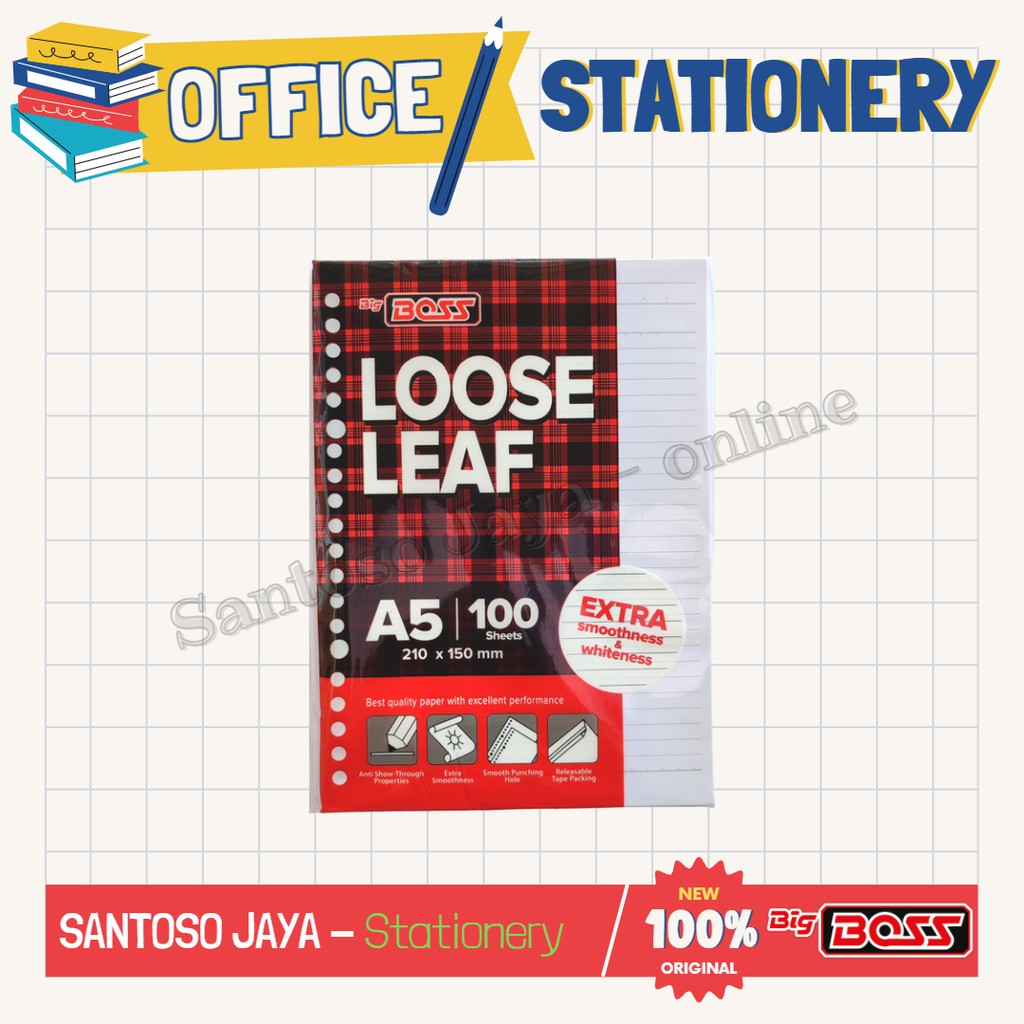 

Loose Leaf A5 BIG BOSS - Isi Binder A-5 BIGBOSS Bergaris - 100 lembar