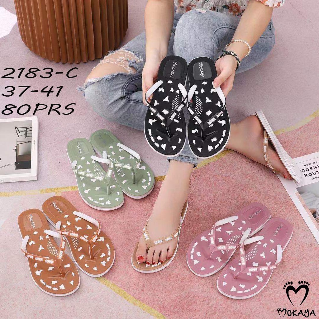 Sandal Jepit Wanita Tali Love Love Love Cantik Cute Simple Import Mokaya / Size 37-41 (2183-C)