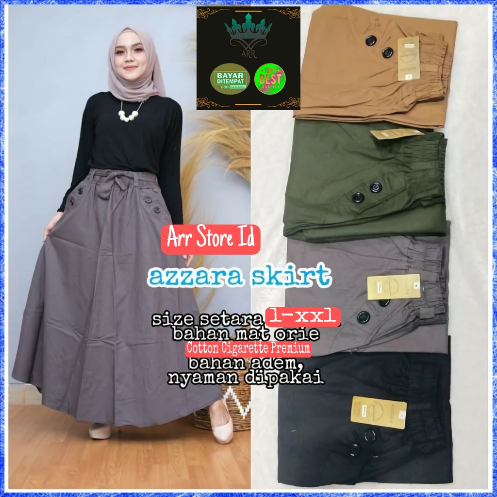 Fashion Rok Payung Muslim Skirt Panjang Wanita Kekinian Katun Cigaret Premium Lp 60-95 P 90 Allsize