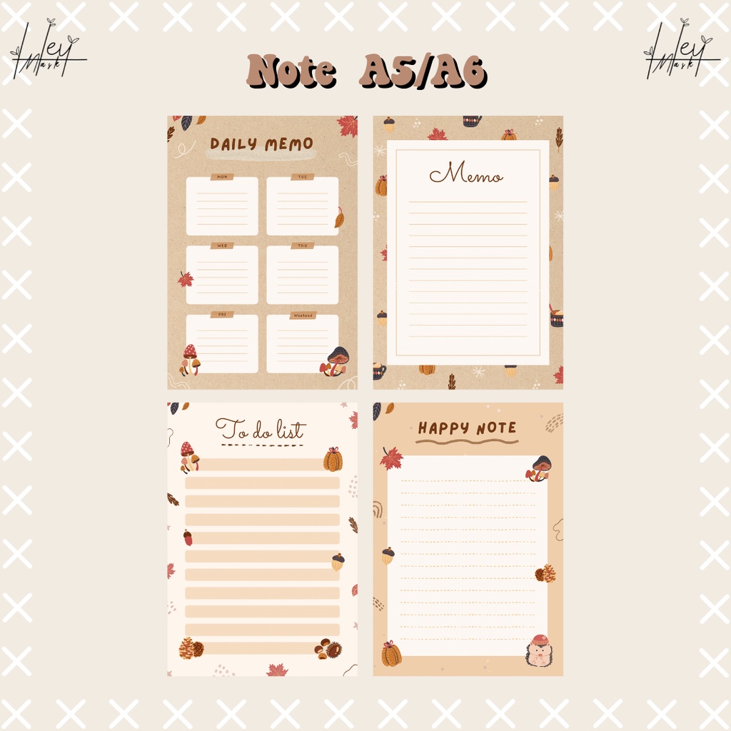 

[HM] NOTE A5/A6 Auntumn Vibes Leaf Notepad/Catatan/Daily Note