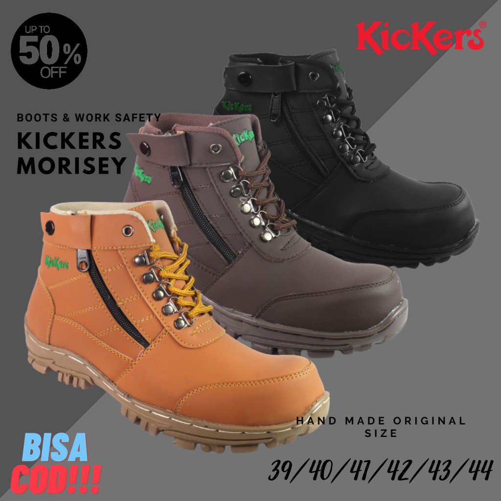 SEPATU SAFETY BOOTS PRIA KICKERS MORISEY UJUNG BESI RESLETING TOURING HIKING BIKERS MURAH -BISA COD