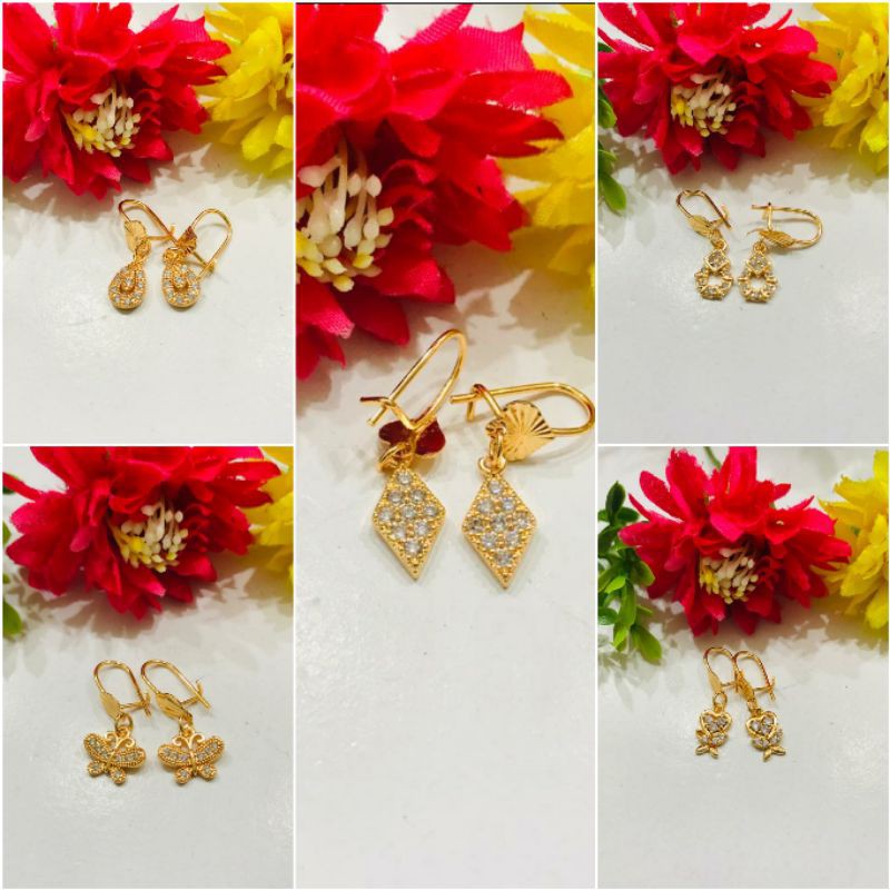 Fourfashion Anting Dewasa Jepit Bermacam-macam Kekinian Lapis Emas YT134