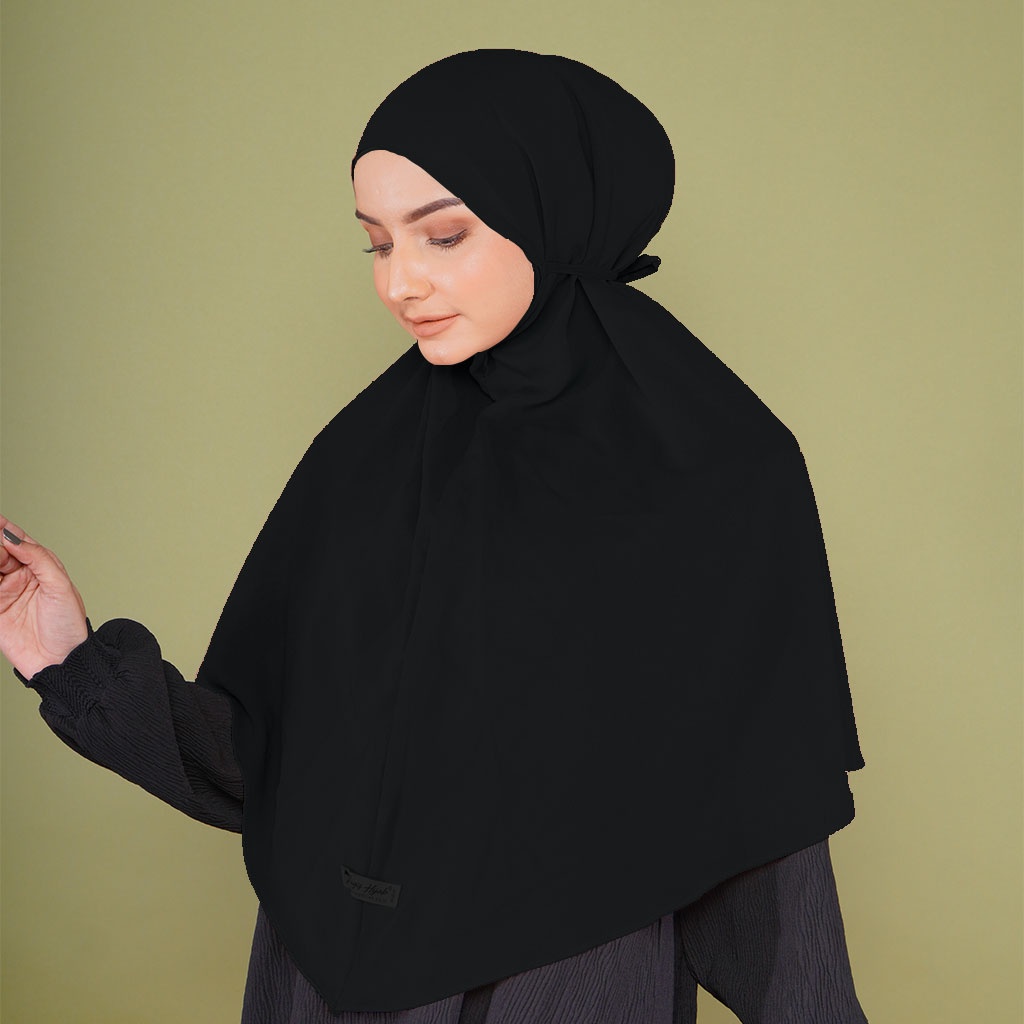 Bugis Hijab - Bergo Maryam Polos - Ukuran XL - Bergo Instan (Katalog A)-BLACK