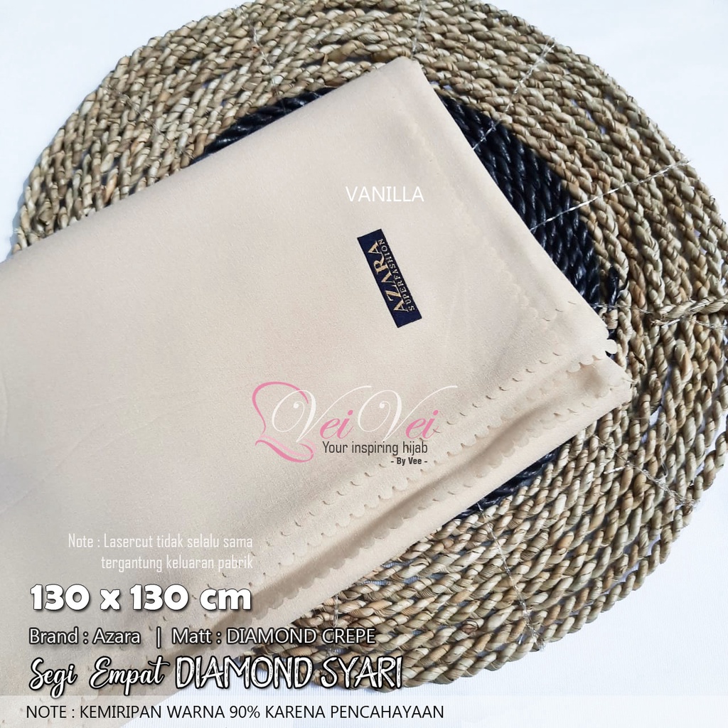 [ 130 x 130 cm] DIAMOND CREPE LASER - JILBAB SEGI EMPAT SYARI JUMBO AZARA-VANILLA