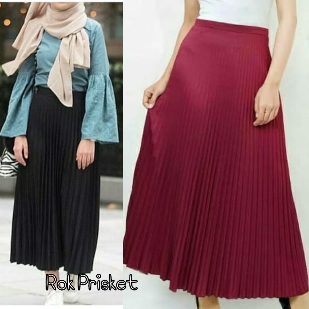 rok prisket wanita / pleated long plisket