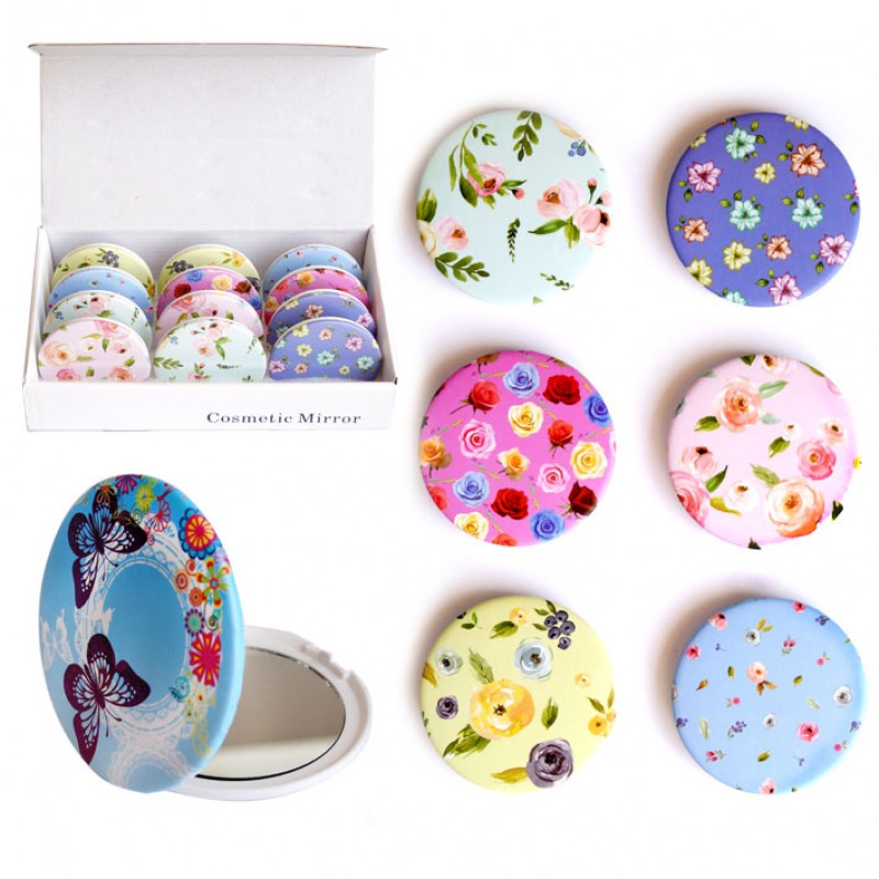 Cermin Rias Lipat Dua Sisi Diameter 7.5cm Kaca Makeup Bulat Portable Double Sided Compact Mirror-5