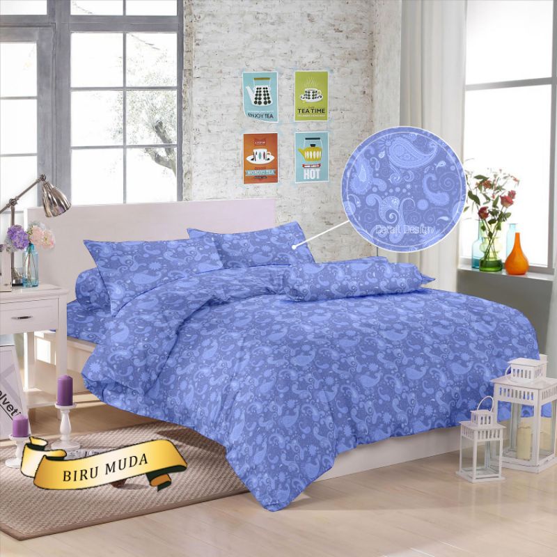 Sprei Monalisa embos polos Biru Muda
