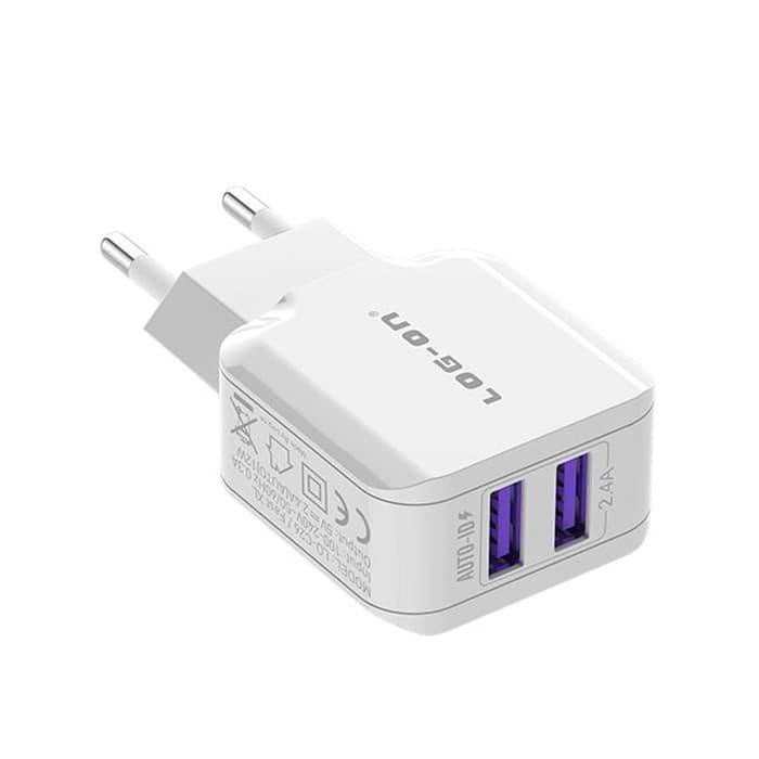 BATOK CASAN CHARGER LO-C26 WALL CHARGER DUAL USB FAST XL 2.4A - CHARGING LOG ON