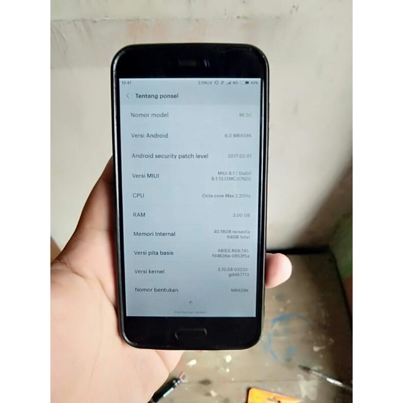 hp second mi5c ram 3/64gb