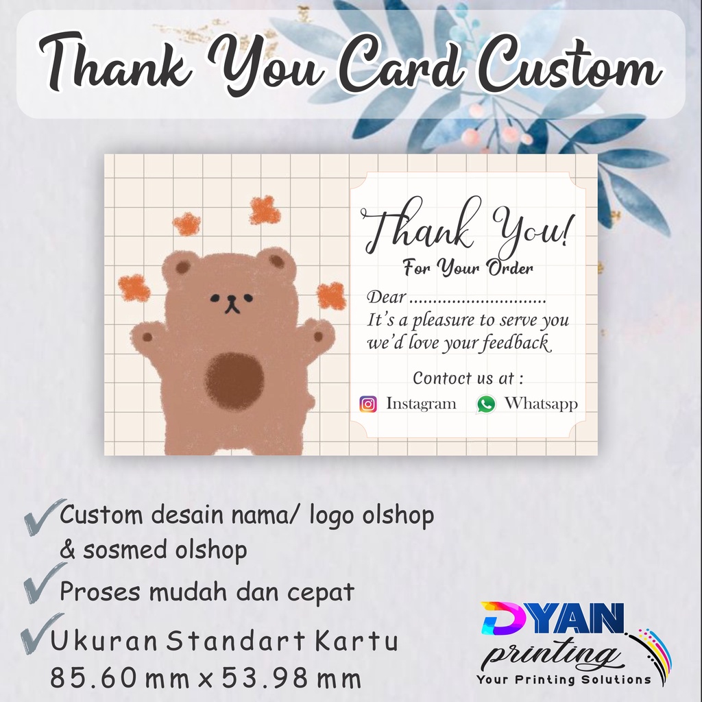 THANK YOU CARD/UCAPAN TERIMAKASIH OLSHOP CUSTOM