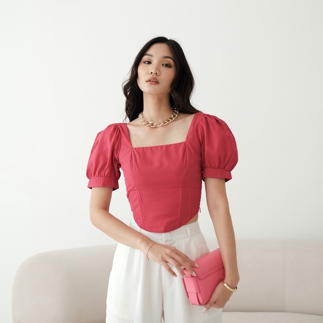 [TAVIA] JASMINE TOP / ATASAN WANITA / BAJU KOREA WANITA / CROP TOP WANITA