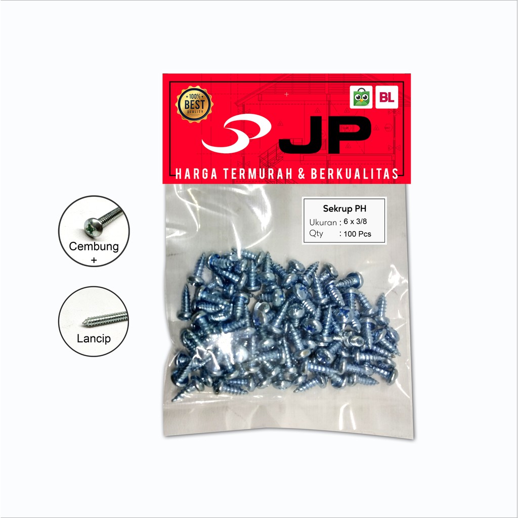 SEKRUP PH 6 x 3/8 - SKRUP PH 6x3/8 BAUT TAPPING ISI 100 PCS