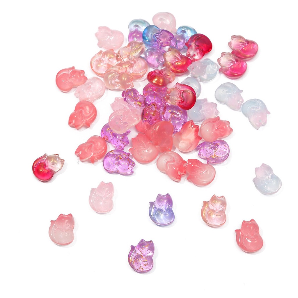 10 Pcs Fashion Lucu Mini Fox Kristal Kaca Pesona Berwarna Liontin DIY Anting Kalung Gelang Membuat Perhiasan Aksesoris