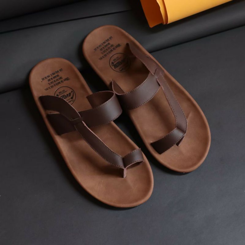 IMPULSE | Sandal Kulit Asli Pria Kasual Santai Original Sendal Kerja Trendi Moden Nyaman