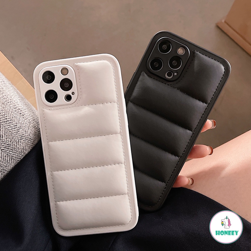 3D Stero Down Jacket Airbag Bump Phone Case compatible for IPhone 14 13 12 11 Pro Max X XS XR 8 7 Plus Shock-Absorbing Soft TPU Shell