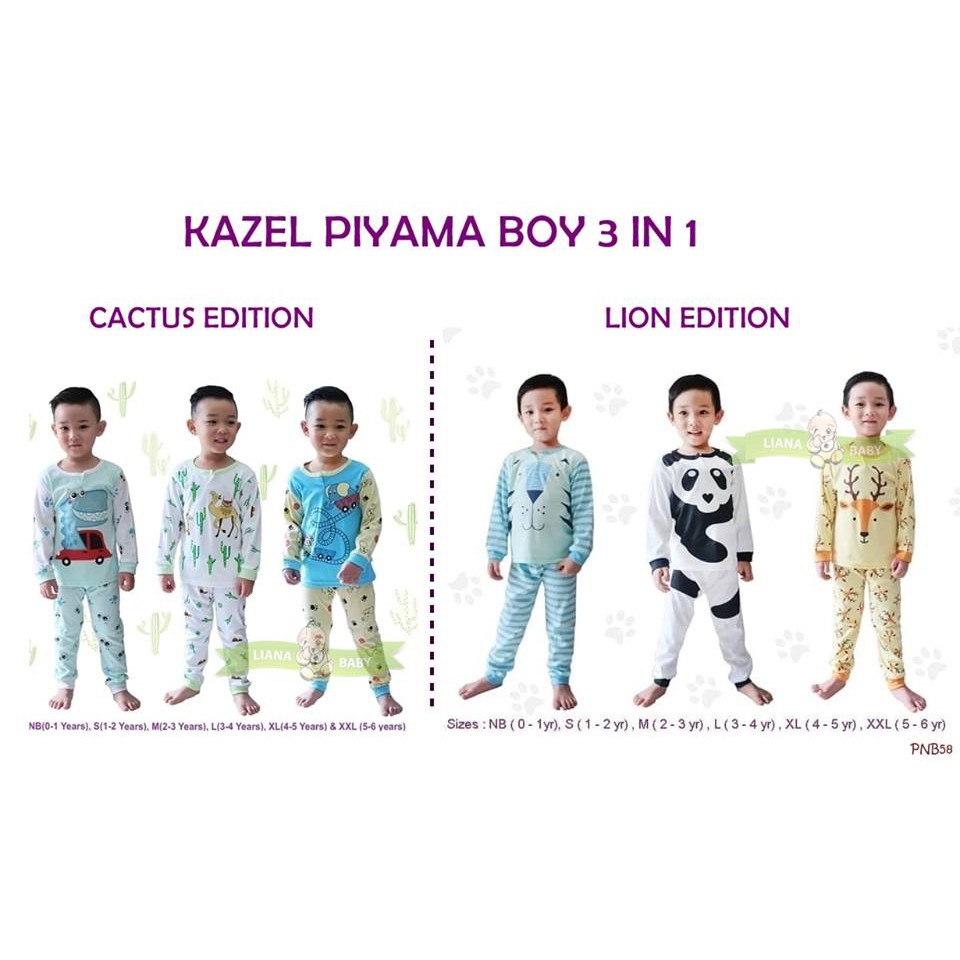 KAZEL PIYAMA BOY 3IN1 LION ATAU CACTUS EDITION