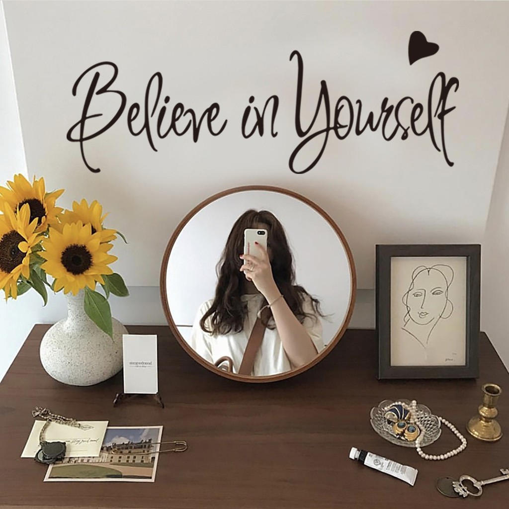 ELFYDO - STC002 Sticker Dinding Kata Quote  Believe In Yourself Wall Sticker